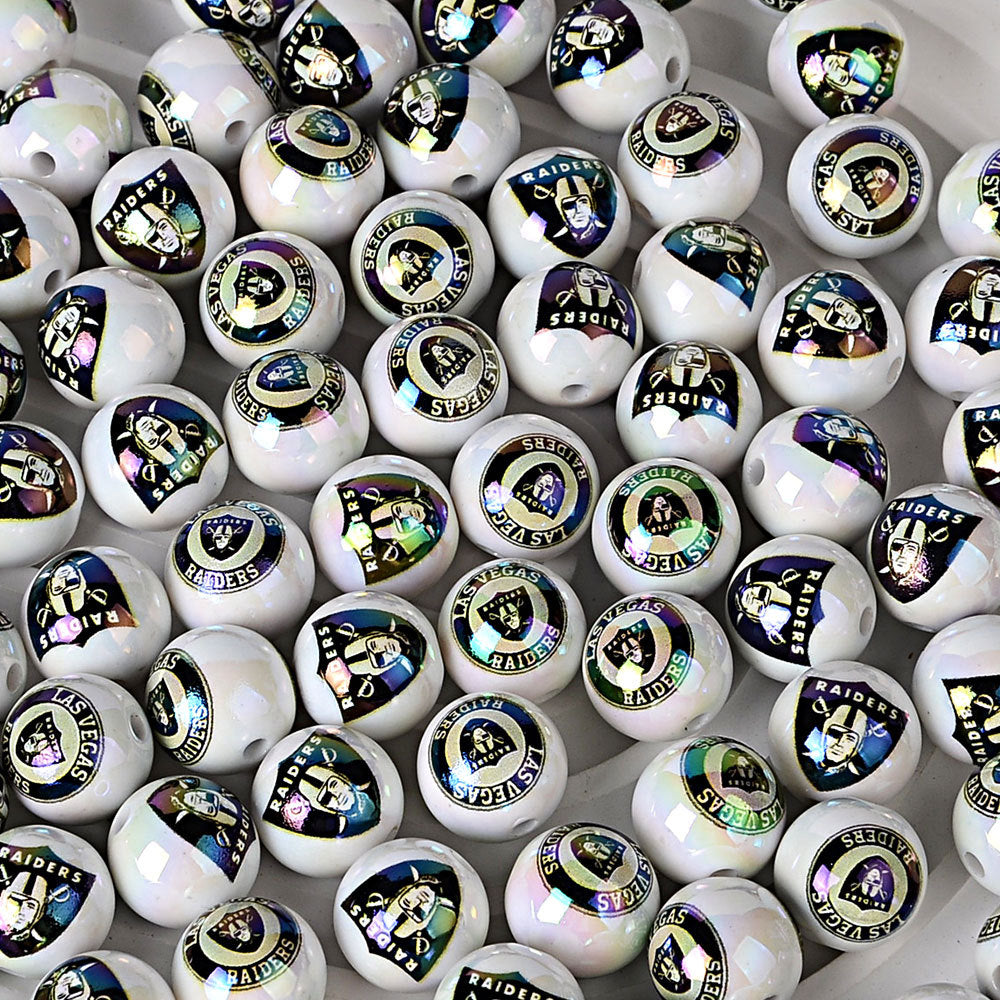 100Pcs 16MM American NFL32 football teams printed round beads DIY double-sided printed bead pen car hanging mobile phone with