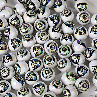 100Pcs 16MM American NFL32 football teams printed round beads DIY double-sided printed bead pen car hanging mobile phone with