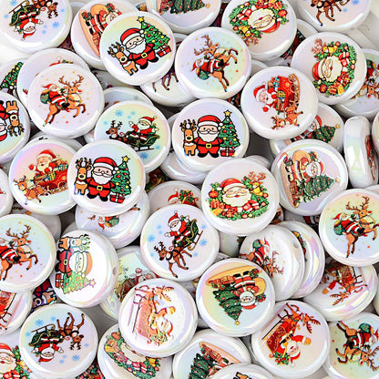 100Pcs Christmas themed acrylic flat beads Santa snowman Christmas tree gingerbread man DIY handmade accessories wholesale
