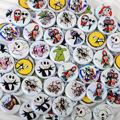 100Pcs acrylic solid color plating color printing Halloween vertical hole DIY Douyin live broadcast mobile phone rope keychain string pen accessories
