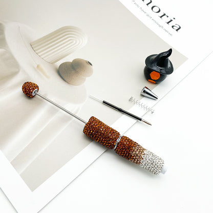 DIY rhinestone Beadable Ballpoint Pen hand paste drill multi-color gradual change drill bead ballpoint pen cap with drill gift pen