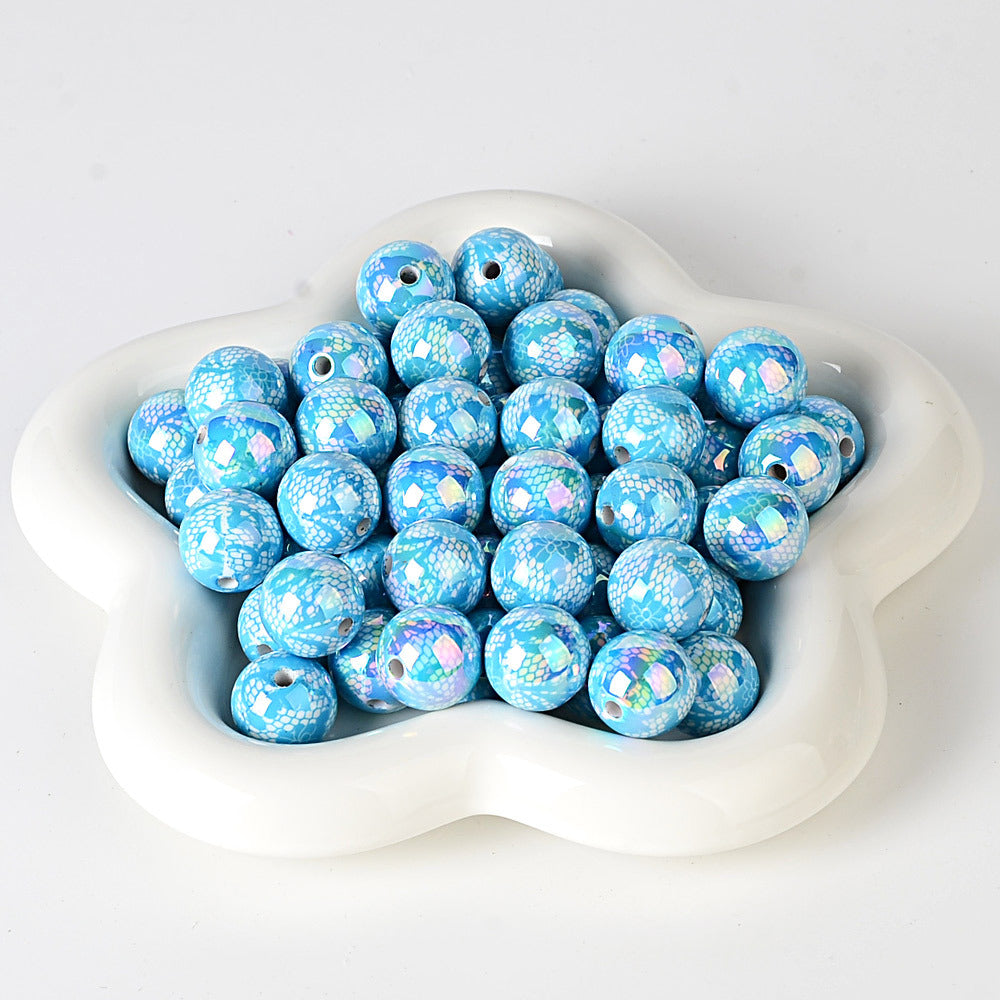 100Pcs UV plated color printing lace beaded DIY jewelry beaded pen mobile phone chain keychain car hanging and other accessories