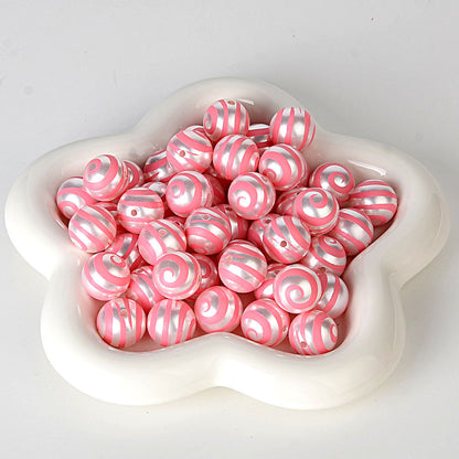 100Pcs imitation pearl back pattern printing lollipop rainbow whirlwind beaded DIY jewelry mobile phone bead pen bag chain accessories