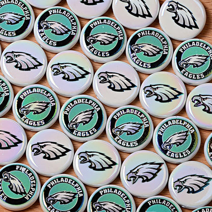 100Pcs 24mm NFL Football Team Acrylic Double Sided Printed Through Hole Beads DIY Bracelet Round Cake Beads