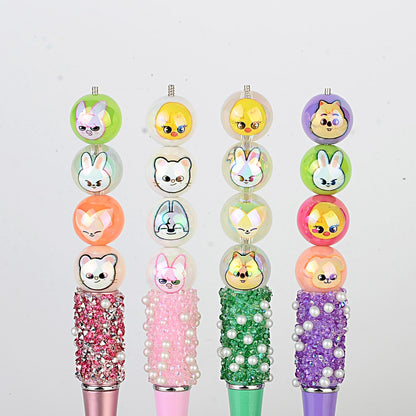 100Pcs Plated Color Printing SKZOO Korean Men's Group Combination Beaded DIY Pen Mobile Phone Chain Keychain Accessories