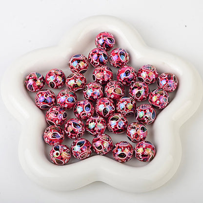 100Pcs UV plated color two-color paisley pattern cashew flower beaded DIY beaded pen mobile phone chain pendant loose bead jewelry with