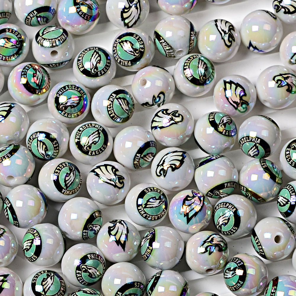 100Pcs 16MM American NFL32 football teams printed round beads DIY double-sided printed bead pen car hanging mobile phone with