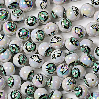 100Pcs 16MM American NFL32 football teams printed round beads DIY double-sided printed bead pen car hanging mobile phone with