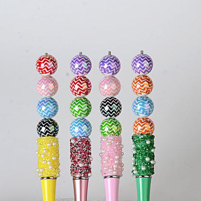 100Pcs 16mm acrylic UV plated color wavy pattern printing string beads DIY handmade bead pen mobile phone chain jewelry accessories