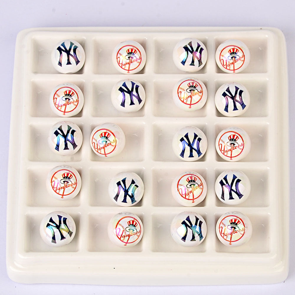 100Pcs acrylic printing MLB baseball round beads 16MM loose beads DIY bead pen car hanging accessories