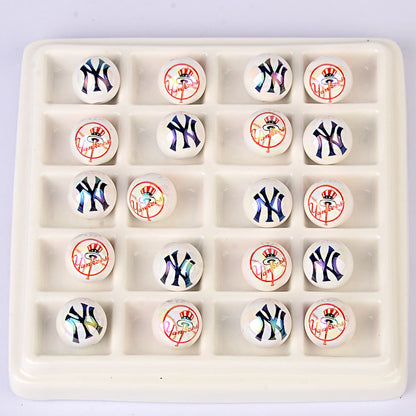 100Pcs acrylic printing MLB baseball round beads 16MM loose beads DIY bead pen car hanging accessories