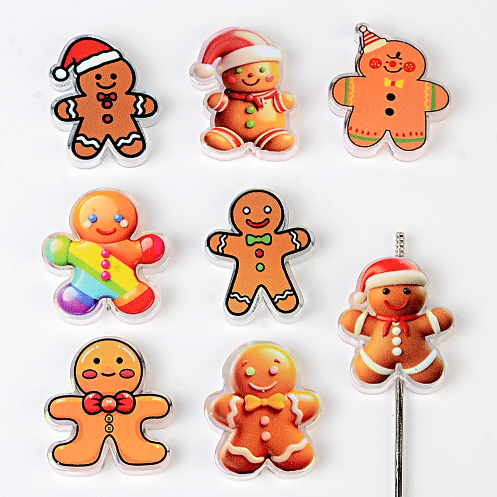 100Pcs Christmas Gingerbread Man Acrylic Sheet Bead DIY Jewelry Accessories, Keychain Mobile Phone Chain Material Manufacturer Wholesale