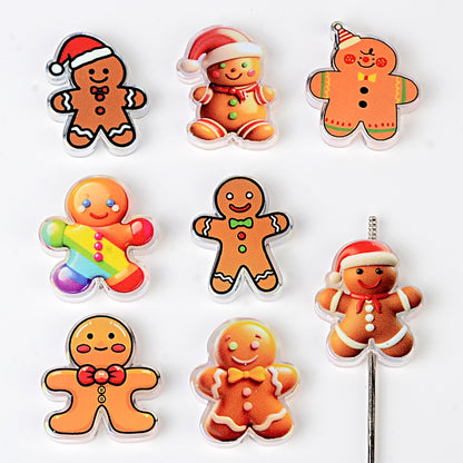 100Pcs Christmas Gingerbread Man Acrylic Sheet Bead DIY Jewelry Accessories, Keychain Mobile Phone Chain Material Manufacturer Wholesale