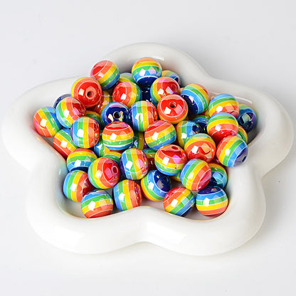 100Pcs 16mm jelly candy color striped beads color beads loose beads DIY handmade bead pen mobile phone chain material accessories