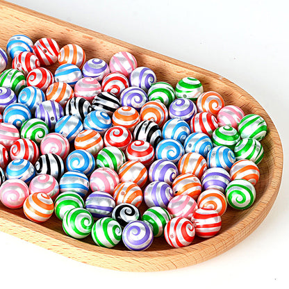 100Pcs imitation pearl back pattern printing lollipop rainbow whirlwind beaded DIY jewelry mobile phone bead pen bag chain accessories