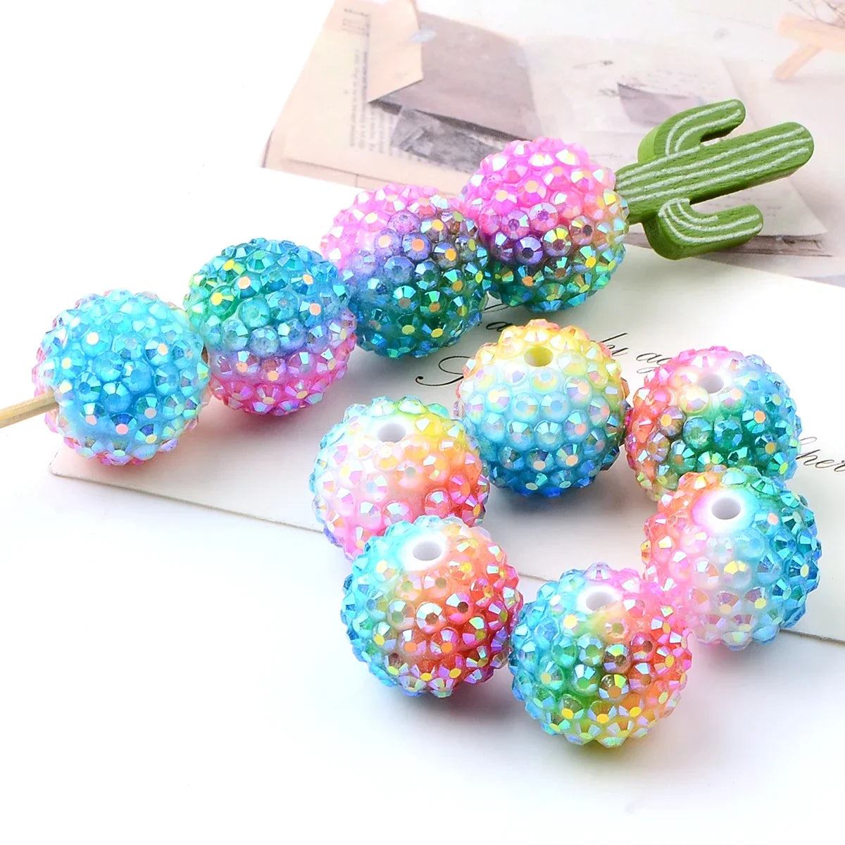 4pcs Hand paint color thorn ball acrylic bead，Hand-paint Loose Spacer Bead，For Gifts Make Bracelet necklace anklet Diy Accessory