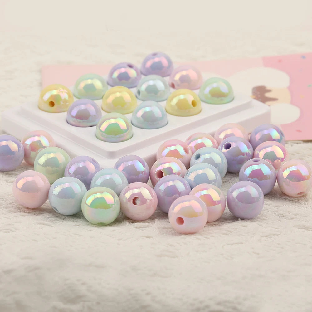 Design 16MM 100Pcs Hand Made Accessories/Acrylic Beads/Round Shape/Aurora Effect/DIY Parts/Jewelry Findings & Components