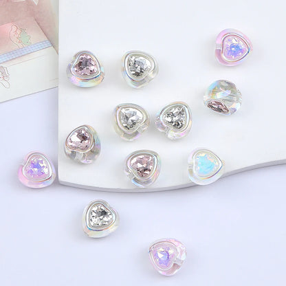 Design 100Pcs 14*14MM DIY Beads/Heart Shape/Acrylic Beads/Hand Made/Aurora Effect/Jewelry Findings & Components #17374