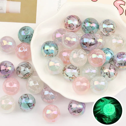Design 100Pcs 16*16MM Acrylic Bead/Round Shape/Luminous Effect/Hand Made/DIY Beads/Jewelry Findings & Components #17001
