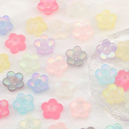 Design 100Pcs Jewelry Findings & Components/DIY Beads Making/Hand Made/Flower Shape/Aurora Matte Effect/Acrylic Bead