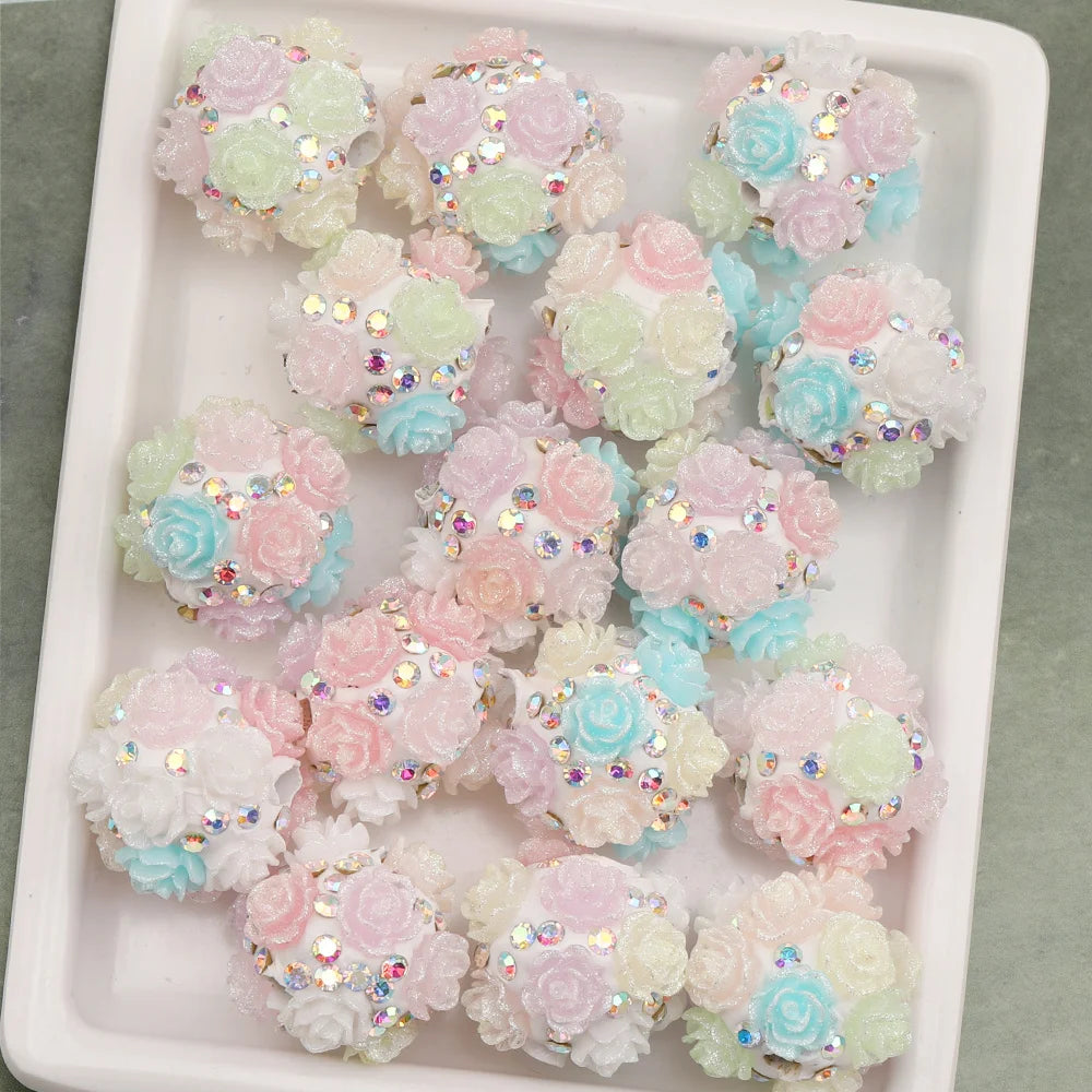 Design 50Pcs DIY Making/Fancy Beads/Round Shape/Polymer Clay Bead/Hand Made/Flower Bead/Jewelry Findings & Components