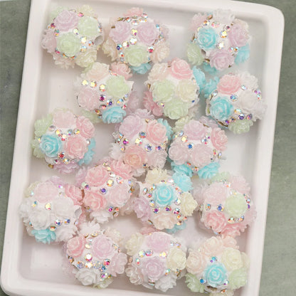 Design 50Pcs DIY Making/Fancy Beads/Round Shape/Polymer Clay Bead/Hand Made/Flower Bead/Jewelry Findings & Components