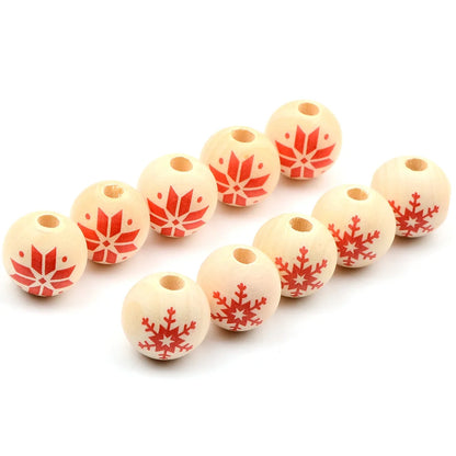 15pcs Retro Ice crystal snowflake pattern wood bead， Fashion Large Hole Bead， for Gift Make DIY Necklace Bracelet Accessories
