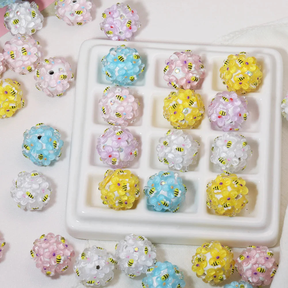Cordial Handmade 50Pcs 18*18MM DIY Fancy Bead/Flower Bees Effect/Jewelry Findings & Components/Polymer Clay Bead #18315