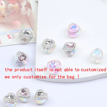 Design 100Pcs 14*14MM DIY Beads/Heart Shape/Acrylic Beads/Hand Made/Aurora Effect/Jewelry Findings & Components #17374