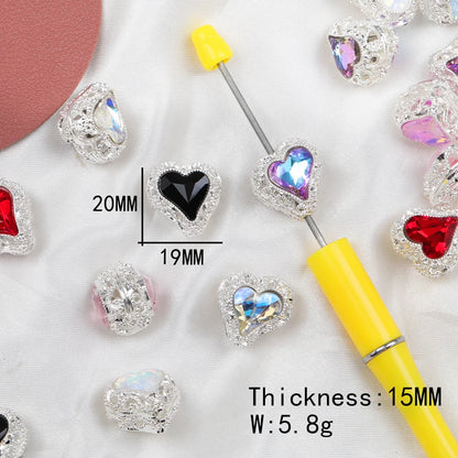 Handmade 40Pcs 19*20MM DIY Fancy Beads/Hand Made/Jewelry Accessories/Rhinestone Effect/Heart Shape/Alloy Beads #18304