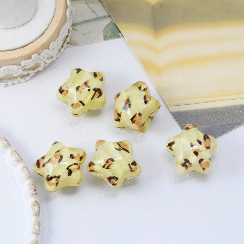 Handmade 50Pcs 19*20MM Resin Beads/Glitter Powder Effect/Star Shape/DIY/Jewelry Findings & Components #18690