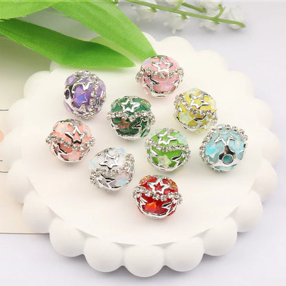 Design 50Pcs 20*20MM Acrylic Bead/Hand Made/Jewelry Findings & Components/Star Patch Effect/Round Shape/Fancy Bead/DIY