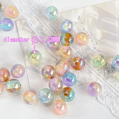 Handmade 100Pcs 16*16MM DIY Beads/Round Shape/Aurora Effect Beads/Glitter Powder/Jewelry Findings & Components #18825