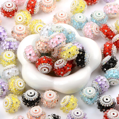 4pcs Creative flower Rhinestone large wheel bead Acrylic round beads for Jewelry Making supplies DIY Charms Bracelet Space beads