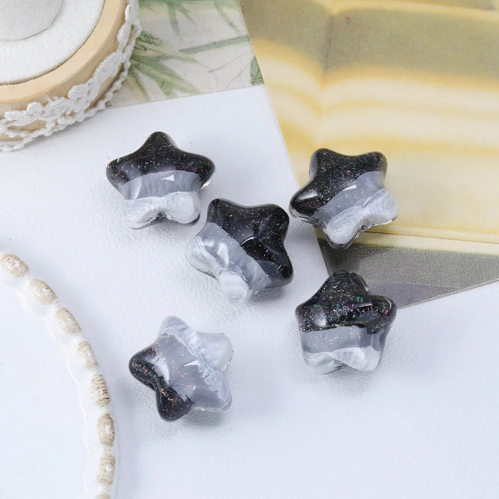 Handmade 50Pcs 19*20MM Resin Beads/Glitter Powder Effect/Star Shape/DIY/Jewelry Findings & Components #18690