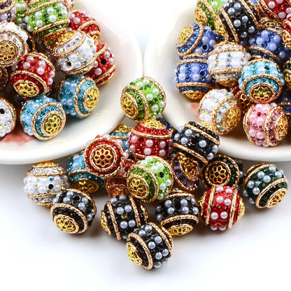 5PCS Vintage hand-painted waist drum shape acrylic round beads for jewelry making Charm DIY Bracelet Necklace Accessories