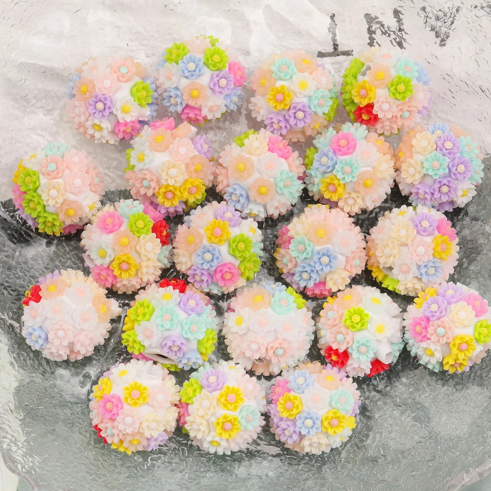 Design 50Pcs DIY Making/Fancy Beads/Round Shape/Polymer Clay Bead/Hand Made/Flower Bead/Jewelry Findings & Components