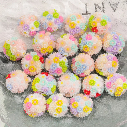 Design 50Pcs DIY Making/Fancy Beads/Round Shape/Polymer Clay Bead/Hand Made/Flower Bead/Jewelry Findings & Components