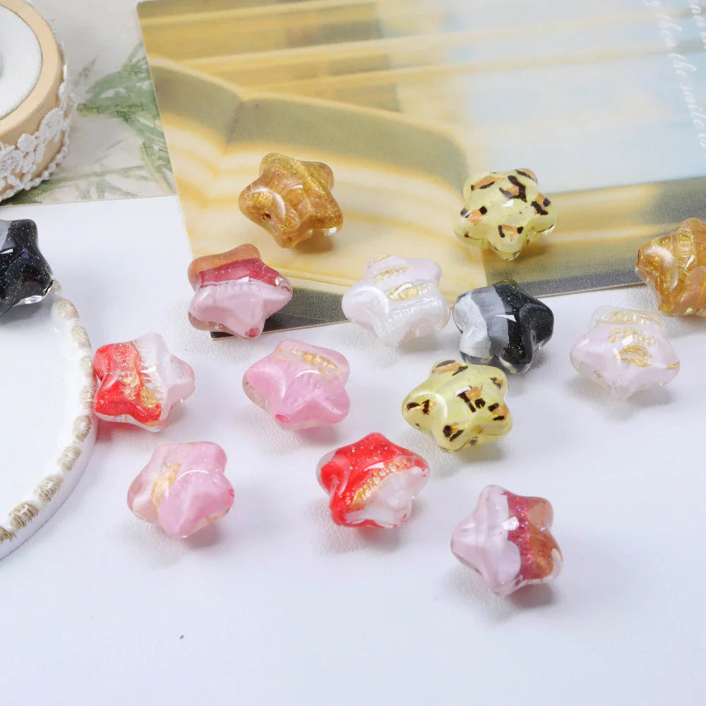 Handmade 50Pcs 19*20MM Resin Beads/Glitter Powder Effect/Star Shape/DIY/Jewelry Findings & Components #18690