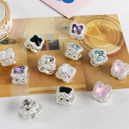 Handmade 50Pcs 15*15MM Hand Made/DIY Beads/Rhinestone Effect/Jewelry Findings & Components/Butterfly Shape/Alloy #18794