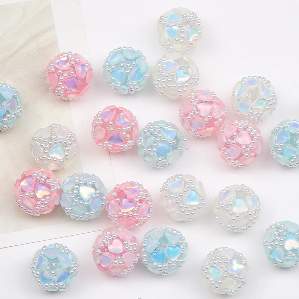 Design 50Pcs 16*16MM Acrylic Bead/Round Shape/Rhinestone Effect/DIY/Hand Made/Jewelry Findings & Components #17699