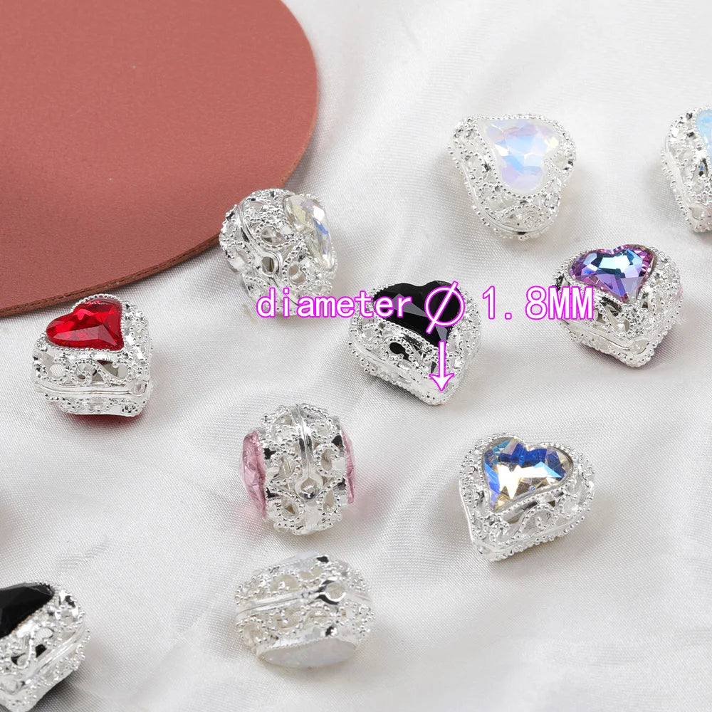 Handmade 40Pcs 19*20MM DIY Fancy Beads/Hand Made/Jewelry Accessories/Rhinestone Effect/Heart Shape/Alloy Beads #18304