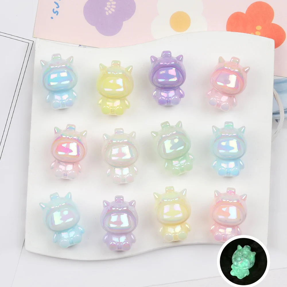 Design 100Pcs 20*29MM DIY Beads/Aurora Luminous Effect/Cartoon Shape/Hand Made/Jewelry Accessories/Acrylic Bead #17299