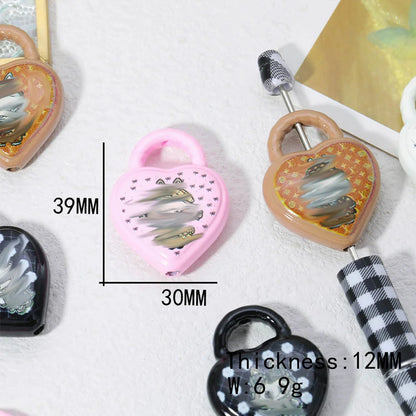 Design 50Pcs 30*39MM Jewelry Findings & Components/Print Effect/DIY Beads/Hand Made/Heart Shape/Acrylic Bead #18655