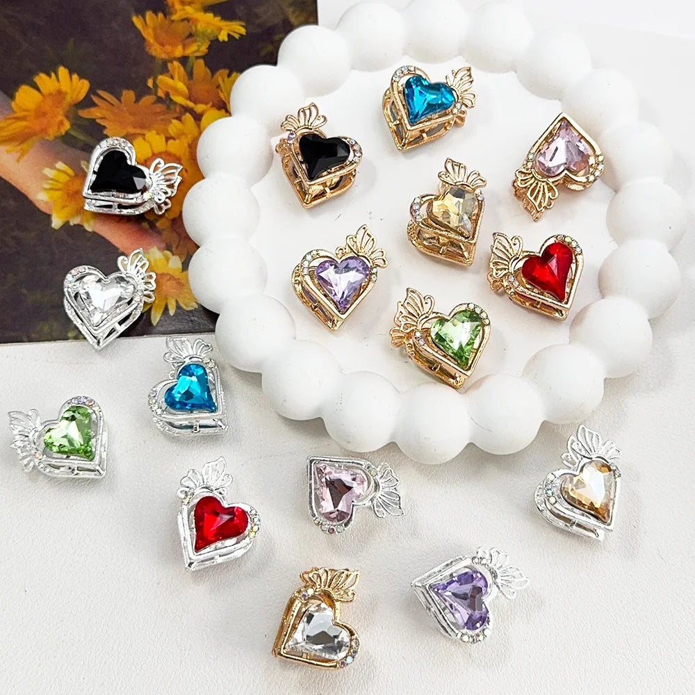 Handemade 21*23MM 40Pcs DIY Fancy Beads/Jewelry Accessories/Rhinestone Effect/Heart Shape/Alloy Beads #18111