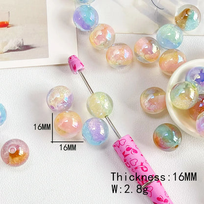 Handmade 100Pcs 16*16MM DIY Beads/Round Shape/Aurora Effect Beads/Glitter Powder/Jewelry Findings & Components #18825