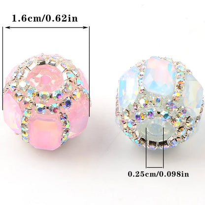 5pcs Mirror tangent plane round acrylic bead，Hand-paint Loose Spacer Bead，For Gifts Make Bracelet necklace anklet Diy Accessory
