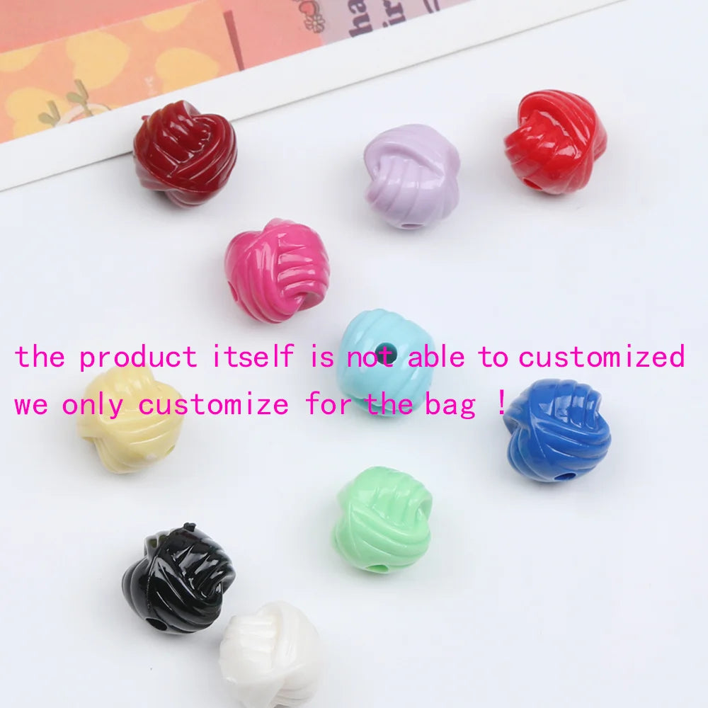 Design 370Pcs 12*12MM Acrylic Beads/Solid Effect/DIY Beads/Hand Made/Twine Shape/Jewelry Findings & Components #17524