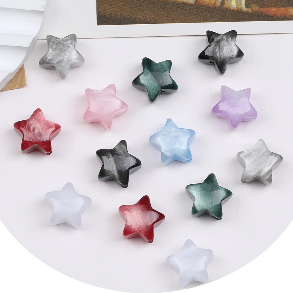 Design 100Pcs 17*17MM DIY Beads/Hand Made/Star Shape/Marble Effect/Resin Beads/Jewelry Findings & Components #17927