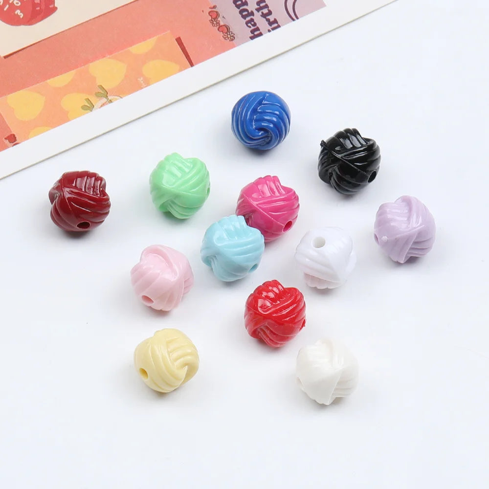 Design 370Pcs 12*12MM Acrylic Beads/Solid Effect/DIY Beads/Hand Made/Twine Shape/Jewelry Findings & Components #17524